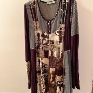 Casual or dress up dress, long sleeve, unique design, designed & made in France.